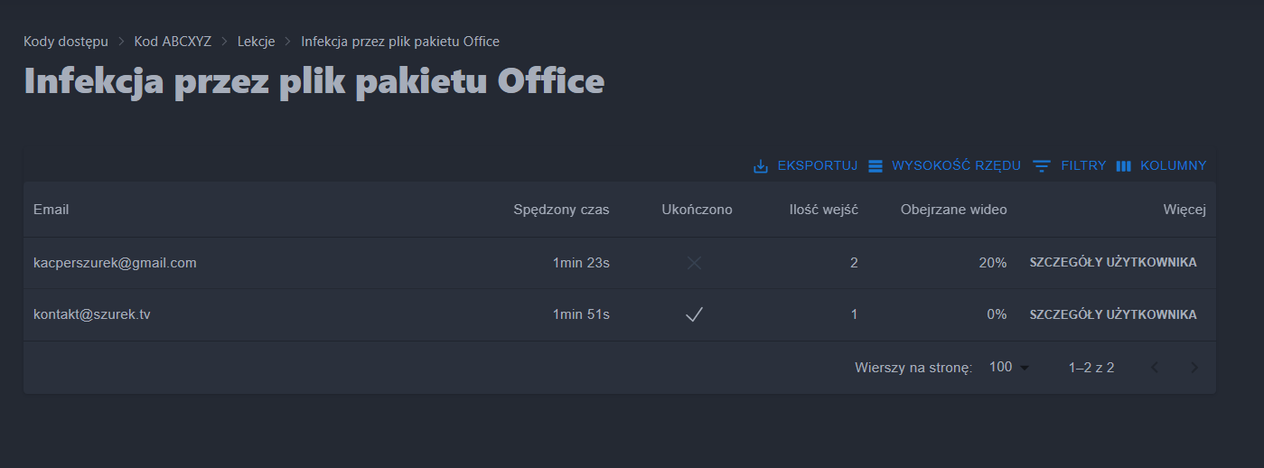 Szczegóły lekcji